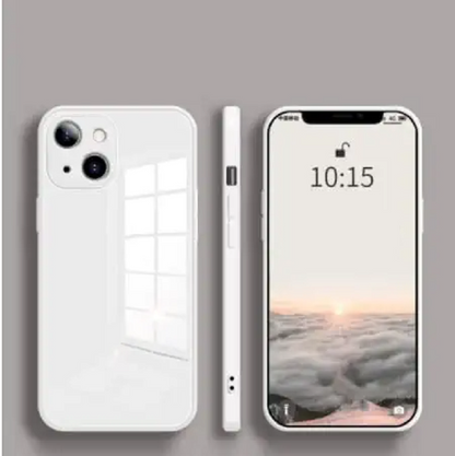 iPhone 13 Glass Case with Logo and Camera Protection Toughened Glass Case