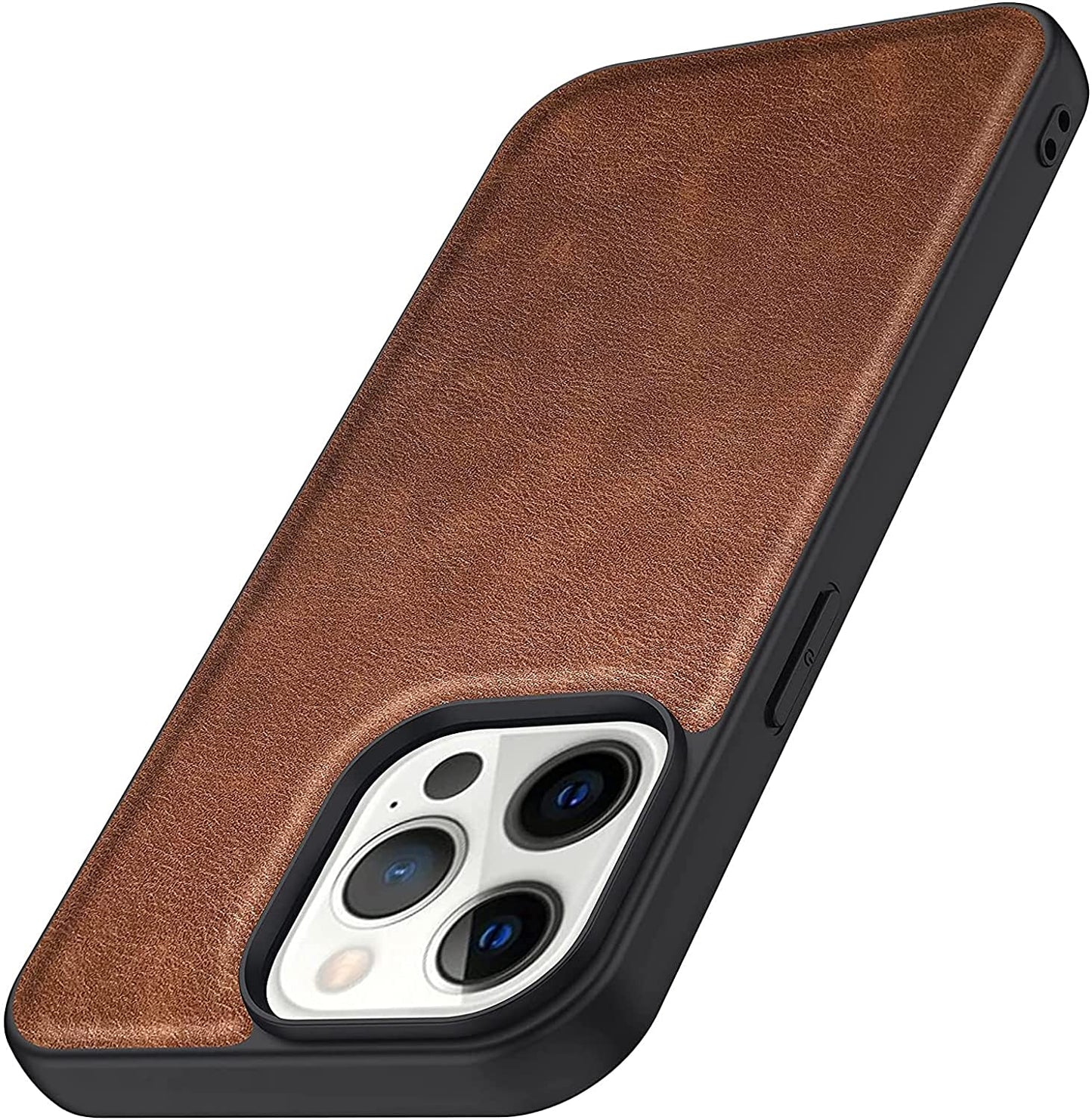 iPhone 12 Pro Max Premium Leather Case with Soft Edges Shockproof Cover- Brown