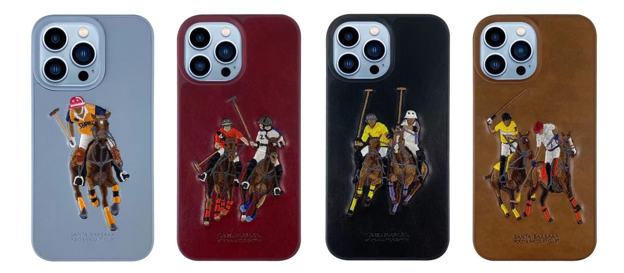iPhone 12 Pro Luxury 3D Embroided Polo Jockey Series Woven Leather Case