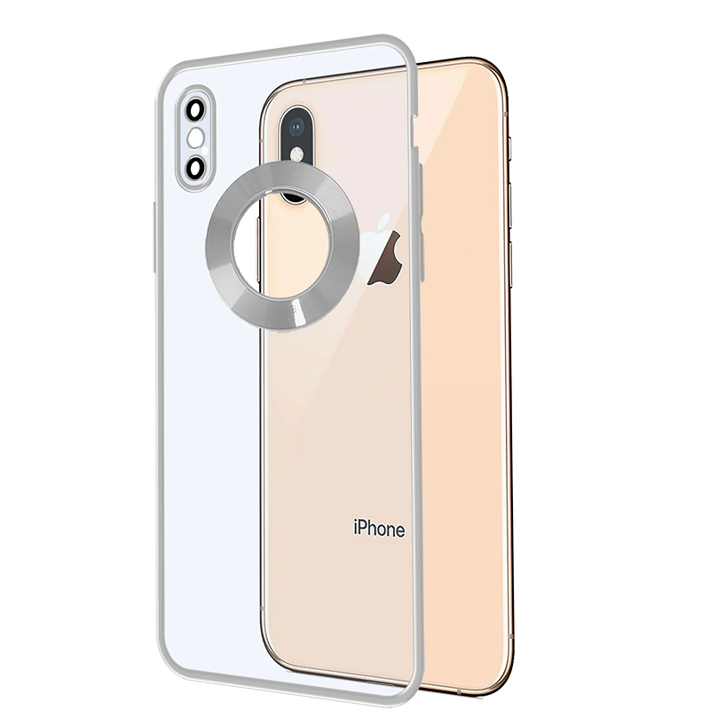 iPhone X/Xs Transparent Electroplating Case with Camera Protection - Silver