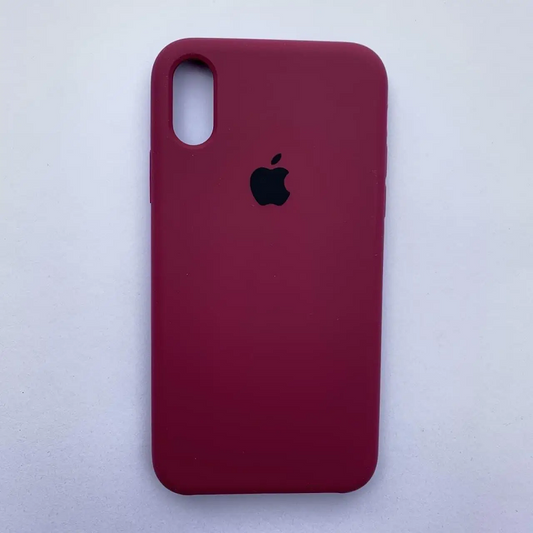iPhone Xs Max Original Liquid Silicon Case with Logo - Maroon