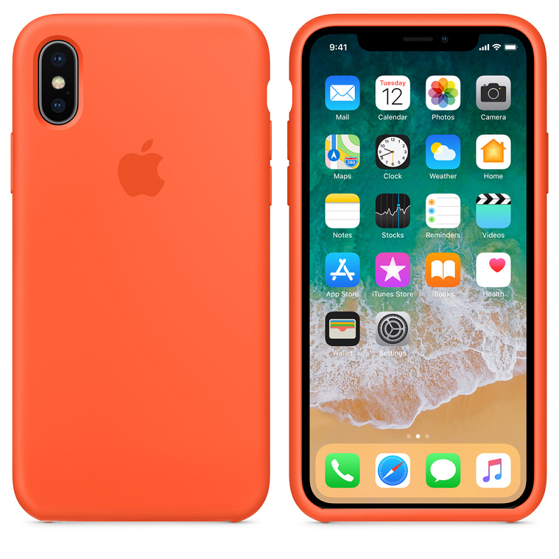 iPhone Xs Max Original Liquid Silicon Case with Logo - Orange