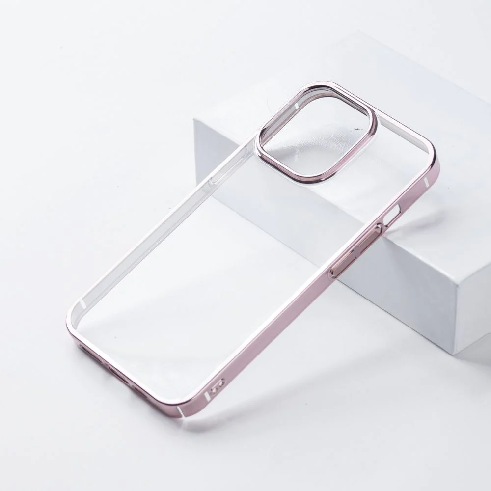 iPhone 14 Ultra Thin Transparent Metallic Bumper Hard Case