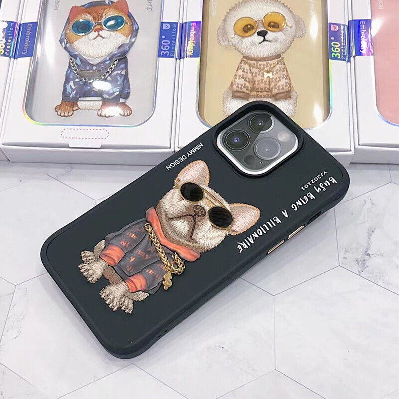 iPhone 14 Nimmy 3D Embroided Swag Dog Back Case Cover