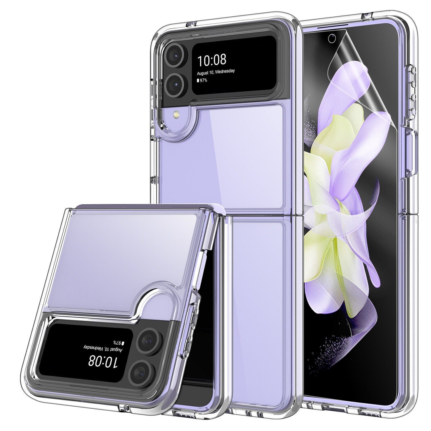 Samsung Galaxy Z Flip 3 Transparent Case with Bumper Camera Protection - Transparent
