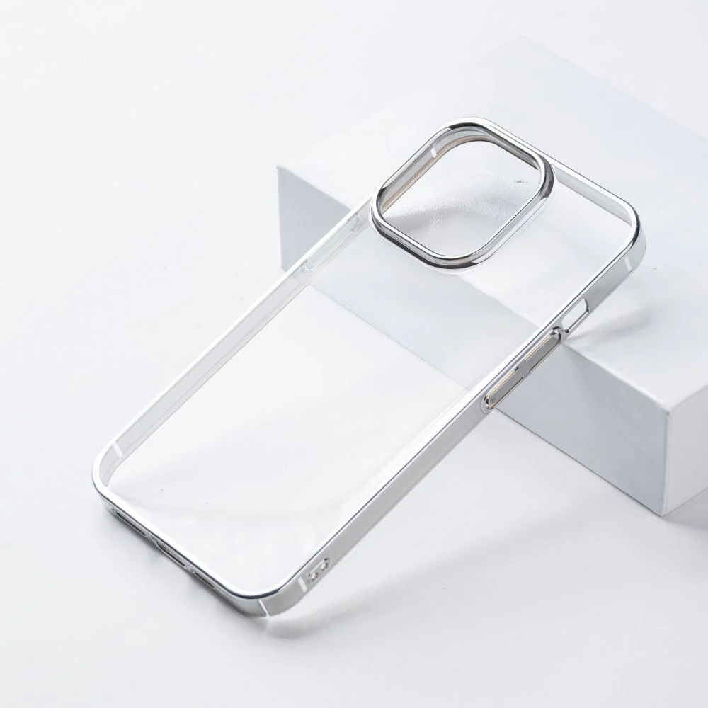 iPhone 14 Ultra Thin Transparent Metallic Bumper Hard Case